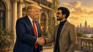 Trump Mamdani Gracie Mansion comic