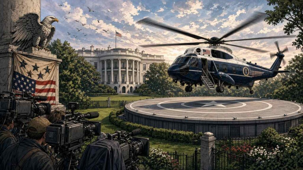 White House helipad comic